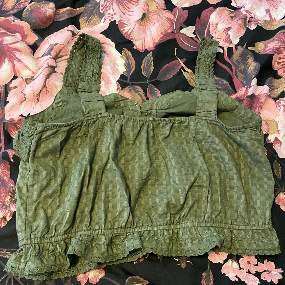 American Eagle Green Cropped Tank Top NWOT